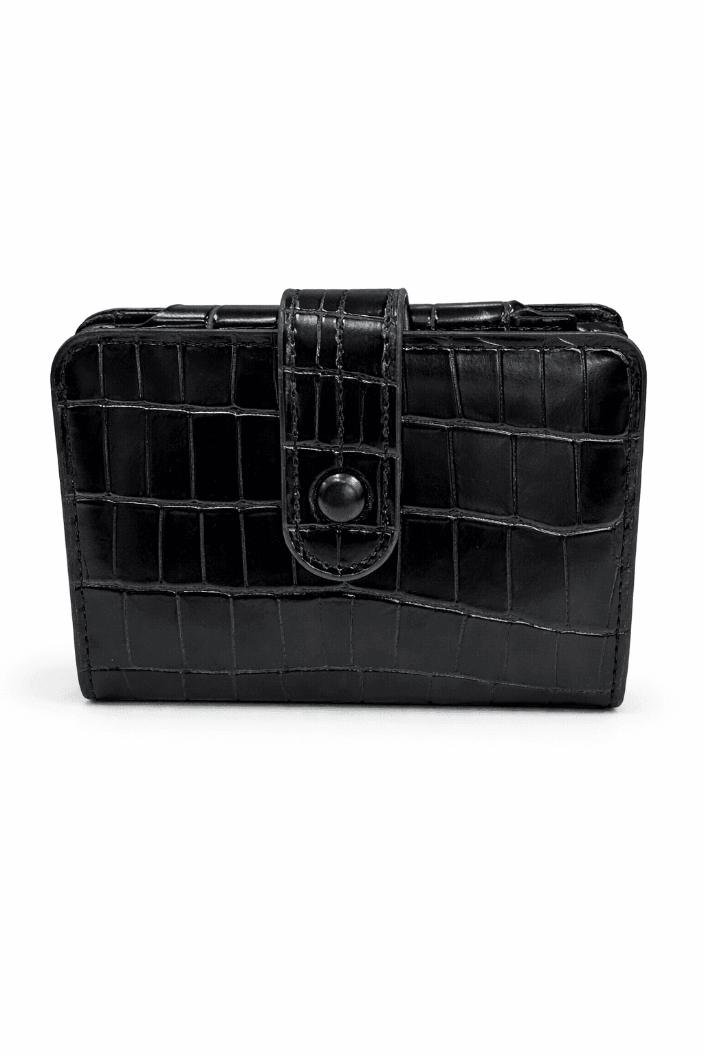 Portefeuille compact femme à bouton pression